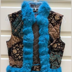 Quilted fun and funky fur vest- Brand- D Studio